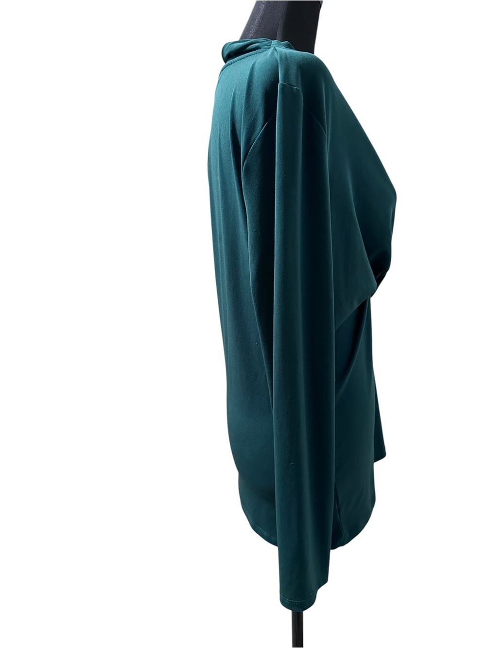 DKNY Green Draped Wrap-Front Long Sleeve Blouse - Picture 2 of 9